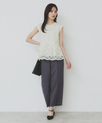 フラワーチュール刺繍ペプラムブラウス【ハンドウォッシャブル可】（２００２４２５９８９）