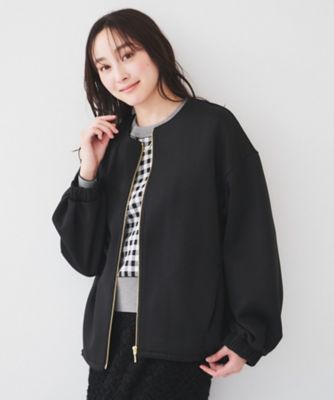 洗える／春の軽羽織り】ダンボール ノーカラーブルゾン