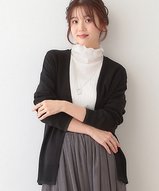 S-LL】リブのラメが華やかな トッパー ニットカーディガン S-LL】リブのラメが華やかな トッパー ニットカーディガン