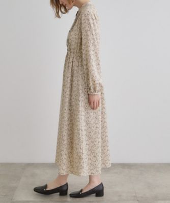 トゥモローランド☆モノトーンフラワープリント フロントタックワンピース モノトーンフラワープリント フロントタックワンピース | maison