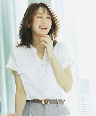 ブラウス シャツ 「洗える／日本製」女性らしい細ボウタイブラウス レディース 洗える／日本製】女性らしい細ボウタイブラウス（シャツ