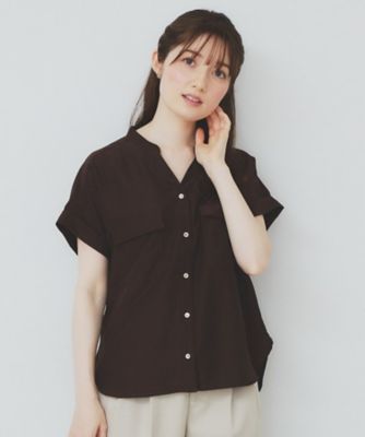 【SALE】index (Women)/インデックス ダブルポケットスキッパーブラウス【洗濯機洗い可/イージーアイロン】(2002426675) チャ044 トップス【三越伊勢丹/公式】