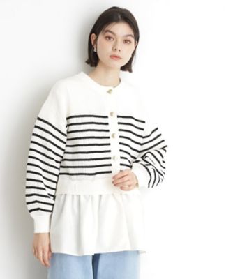 ＜THE SHOP TK (Women)＞布帛ドッキングメッシュカーデ（２００２４２６９５９）