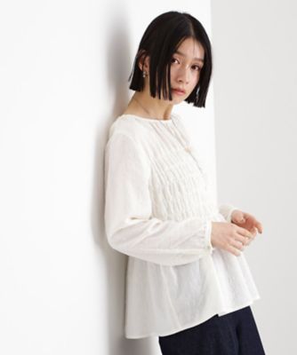 ＜THE SHOP TK (Women)＞◆ぽこぽこシャーリングブラウス【洗濯機ＯＫ】（２００２４２７０３０）