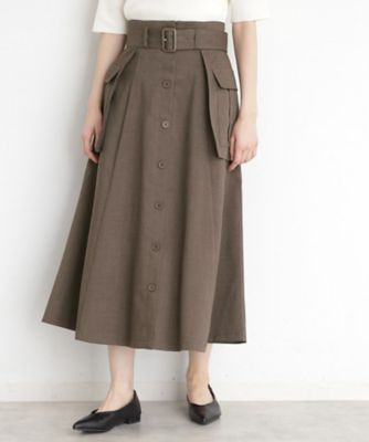 ＜THE SHOP TK (Women)＞フラップベルト付きスカート【洗える】（２００２４２７０６１）
