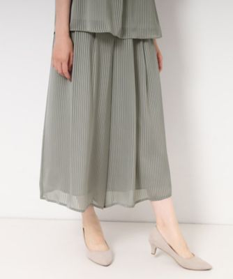 qualite カリテ ストライプガウチョパンツ セール】シアーストライプワイドパンツ（その他パンツ