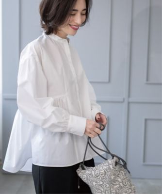 ＜OPAQUE.CLIP (Women)＞バンドカラーペプラムシャツ【洗濯機洗い可】（２００２４２７５６２）