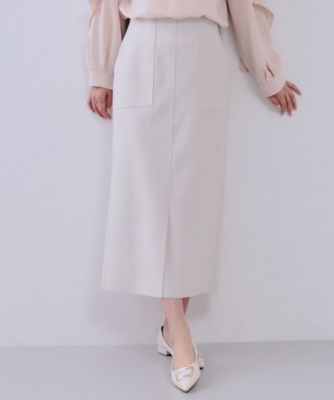 ウールライクストレッチタイトスカート【洗濯機洗い可