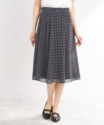 極美品♪プランテーション　定価3,8万　ドットシャーリングスカート　日本製 夏SALE／マシンウォッシュ可／セットアップ可】フリュイド