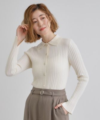 ドゥロワー  2025年製  RESORT2 7Gストライプニット レディース アイボリー【中古】【新入荷】▲ ワイドリブポロニット（2002429406） | GROVE (Women