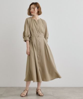 麻調メッシュラグランスリーブワンピース（2002429407