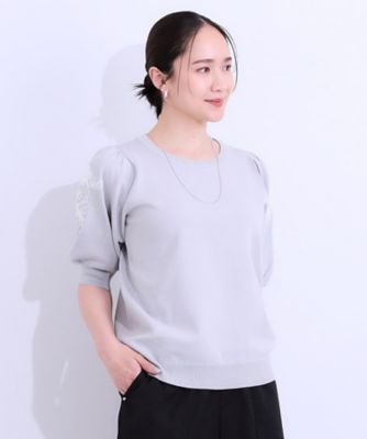 【Ｓ－ＬＬ】お袖刺繍がアクセント　ラウンドネックニット（２００２４２９４５９）