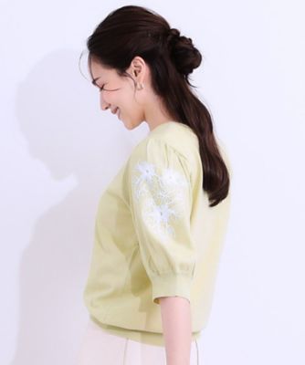 【Ｓ－ＬＬ】お袖刺繍がアクセント　ラウンドネックニット（２００２４２９４５９）