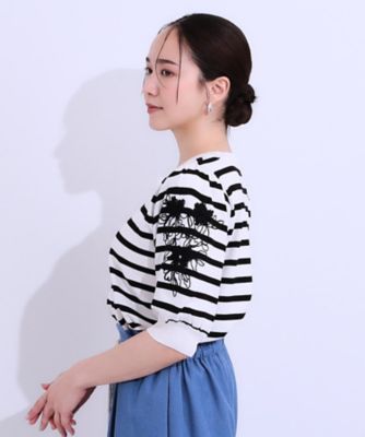 【Ｓ－ＬＬ】お袖刺繍がアクセント　ラウンドネックニット（２００２４２９４５９）