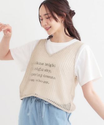 ＜SHOO LA RUE (Women)＞【２点セット】メッシュニットベスト×ロゴＴシャツセット（２００２４２９５２０）