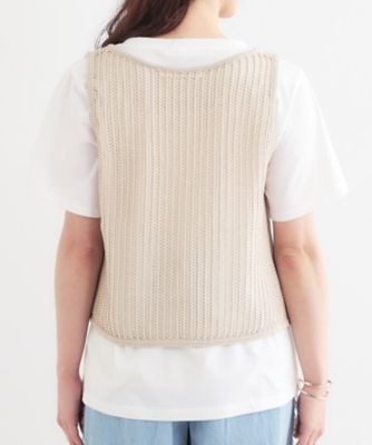 2点セット】メッシュニットベスト×ロゴTシャツセット