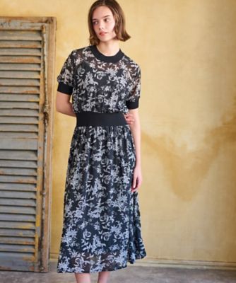 ＜DRESSTERIOR (Women)＞【大人百花春号掲載　モデル美香さん着用】シアーフラワープリントハーフスリーブワンピース（２００２４２９８９３）