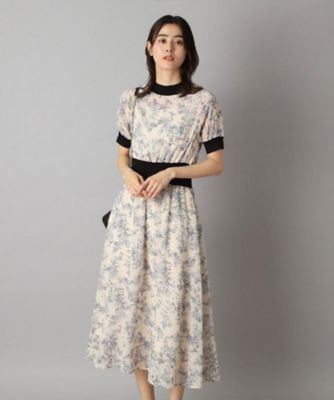 【大人百花春号掲載　モデル美香さん着用】シアーフラワープリントハーフスリーブワンピース（２００２４２９８９３）