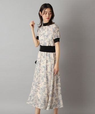 【大人百花春号掲載　モデル美香さん着用】シアーフラワープリントハーフスリーブワンピース（２００２４２９８９３）