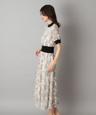 【大人百花春号掲載　モデル美香さん着用】シアーフラワープリントハーフスリーブワンピース（２００２４２９８９３）