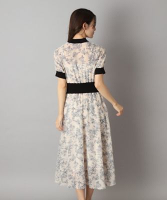 【大人百花春号掲載　モデル美香さん着用】シアーフラワープリントハーフスリーブワンピース（２００２４２９８９３）