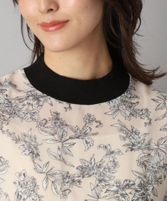 【大人百花春号掲載　モデル美香さん着用】シアーフラワープリントハーフスリーブワンピース（２００２４２９８９３）