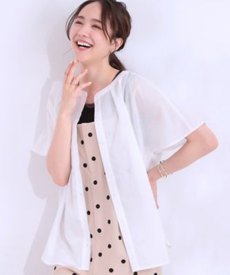 ＜SHOO LA RUE (Women)＞【洗える／Ｓ－ＬＬ／ＵＶ／吸水速乾】洗濯後しわになりにくい　フレンチコアリネンブレンド　タック前あきブラウス（２００２４２９８９４）