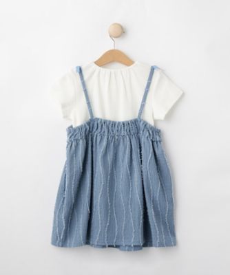 【１００－１５０ｃｍ／２点セット】ポコポコの表面感が魅力　楊柳キャミチュニック＋Ｔシャツ（２００２４３００９２）