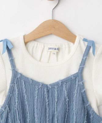 【１００－１５０ｃｍ／２点セット】ポコポコの表面感が魅力　楊柳キャミチュニック＋Ｔシャツ（２００２４３００９２）