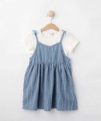 【１００－１５０ｃｍ／２点セット】ポコポコの表面感が魅力　楊柳キャミチュニック＋Ｔシャツ（２００２４３００９２）