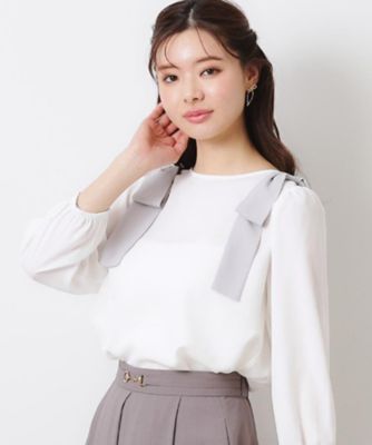 フェミニン・通勤】肩リボンシフォンブラウス（2002430307