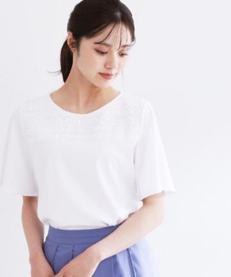 ＜Reflect (Women)＞【夏ＳＡＬＥ／手洗い可】レースデザインジャージＴシャツ（２００２４３１００７）