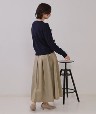 シャンブレータックフレアスカート【洗濯機洗い可