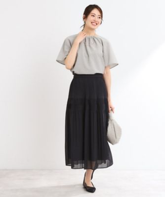 【ＵＶカット／接触冷感／マシンウォッシュ可／吸水速乾／セットアップ可／夏の通勤におすすめ】ネックギャザータックブラウス（２００２４３１２４９