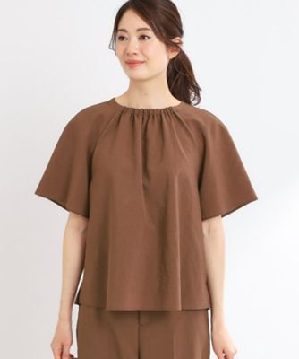 【ＵＶカット／接触冷感／マシンウォッシュ可／吸水速乾／セットアップ可／夏の通勤におすすめ】ネックギャザータックブラウス（２００２４３１２４９