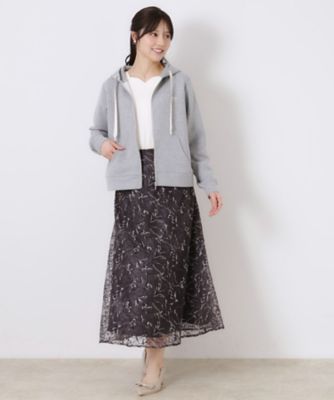 【大人可愛い・きれいめ】リボン刺繍ダンボールＺＩＰフーディ（２００２４３１３６７）