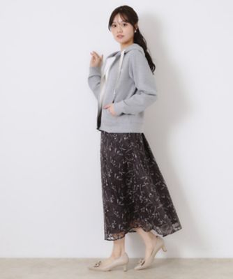 【大人可愛い・きれいめ】リボン刺繍ダンボールＺＩＰフーディ（２００２４３１３６７）