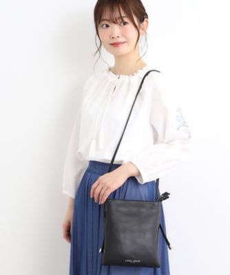 牛革レザー／ショルダー長さ調節可】フラットバッグ