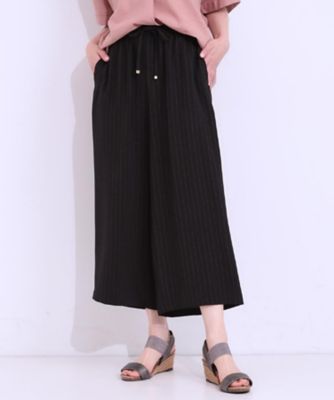 着丈選べる／ひんやり】ストライプ見えイージーワイドパンツ