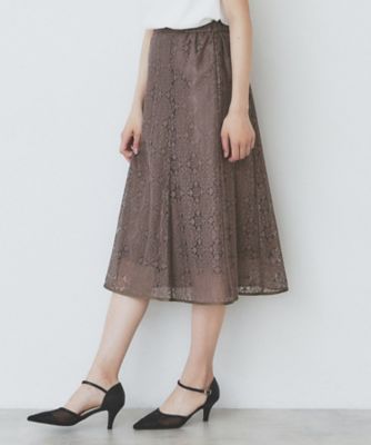 ADORE ベージュ レース　フレアスカート 38 ADORE ベージュ レース フレアスカート 38 セール】 レース