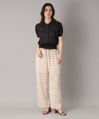 ウエストゴム／小紋柄】エスニックヴィンテージプリントイージー