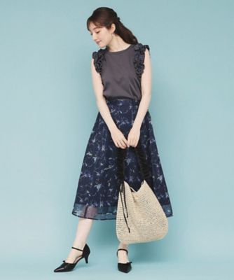 《美人百花掲載》フリルドッキングノースリーブトップス【接触冷感／ＵＶケア／洗濯機洗い可】（２００２４３２８０３）