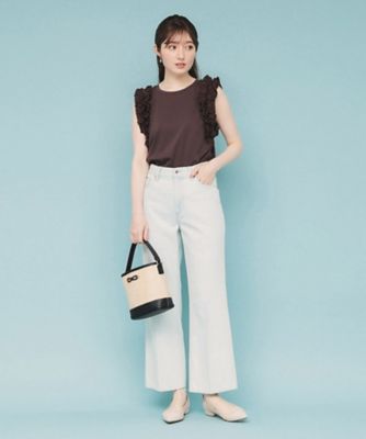 《美人百花掲載》フリルドッキングノースリーブトップス【接触冷感／ＵＶケア／洗濯機洗い可】（２００２４３２８０３）