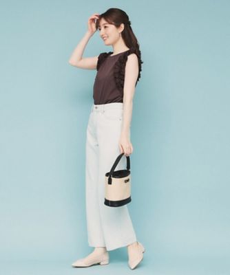 《美人百花掲載》フリルドッキングノースリーブトップス【接触冷感／ＵＶケア／洗濯機洗い可】（２００２４３２８０３）