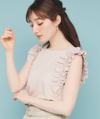 《美人百花掲載》フリルドッキングノースリーブトップス【接触冷感／ＵＶケア／洗濯機洗い可】（２００２４３２８０３）