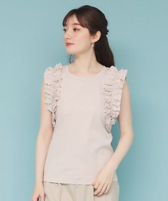 《美人百花掲載》フリルドッキングノースリーブトップス【接触冷感／ＵＶケア／洗濯機洗い可】（２００２４３２８０３）