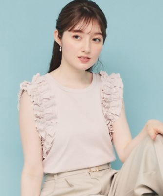 《美人百花掲載》フリルドッキングノースリーブトップス【接触冷感／ＵＶケア／洗濯機洗い可】（２００２４３２８０３）