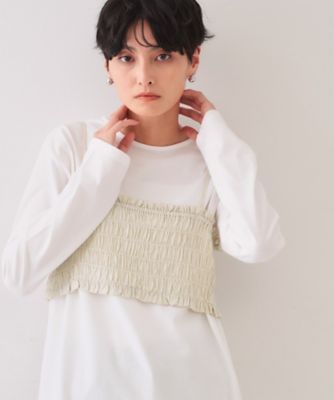 《ツインセット》シャーリングビスチェ×ロングＴシャツ【洗濯機洗い可】（２００２４３２８１０）