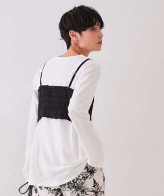 《ツインセット》シャーリングビスチェ×ロングＴシャツ【洗濯機洗い可】（２００２４３２８１０）