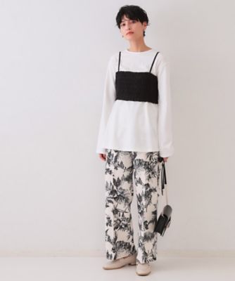 《ツインセット》シャーリングビスチェ×ロングＴシャツ【洗濯機洗い可】（２００２４３２８１０）